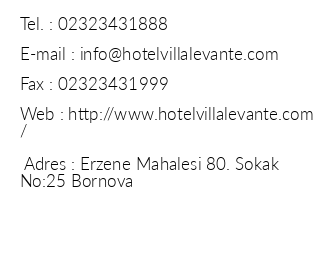Villa Levante Hotel iletiim bilgileri